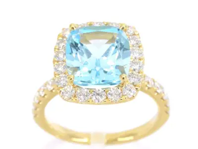 Gouden entourage ring met natuurlijke topaas en diamanten – kavel bij Onlineveilingmeester