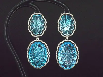 Bijzondere oorbellen met natuurlijke edelstenen en diamant – kavel bij Onlineveilingmeester