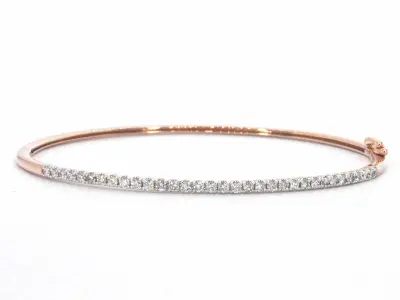 Rosegouden bangle armband met natuurlijke briljant geslepen diamanten – kavel bij Onlineveilingmeester