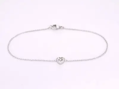 Witgouden armband met diamanten hartje 0.10 carat – kavel bij Onlineveilingmeester