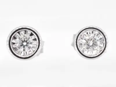 Witgouden oorbellen met een briljant geslepen diamant – kavel bij Onlineveilingmeester