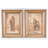 Franz Meerts (1836-1896),, Een houthakker in bij de schaft, en een houtsprokkelaarster, beiden gesigneerd "Franz Meerts", aquarel op papier, 26 x… – kavel bij Medusa Auctioneers