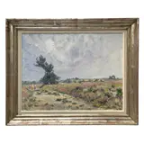 Hollandse School, eerste helft 20e eeuw, Heidelandschap, gesigneerd met monogram, olie op doek, 40 x 60 cm – kavel bij Medusa Auctioneers