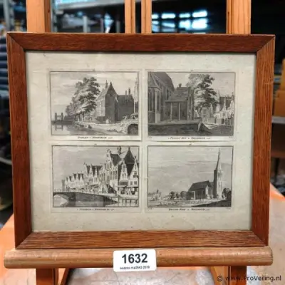 4 historische gravures van Medemblik uit 1726, getekend door Cornelis Pronk en gegraveerd door Hendrik Spilman – kavel bij ProVeiling