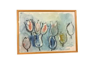 Tulpen Aquarel Schilderij geschilderd N. Ruijgrok – kavel bij GSD Auctions, Zoeterwoude