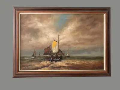 Zeegezicht met vissersboten" gesignaleerd J.Kok – kavel bij GSD Auctions, Zoeterwoude