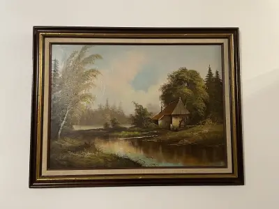 Schilderij molenaars huis (Duitse watermolen replica van schildrij W.Cats) – kavel bij GSD Auctions, Zoeterwoude