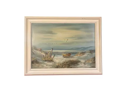 Olieverfschilderij Strand met Boot Haagse school Polo – kavel bij GSD Auctions, Zoeterwoude