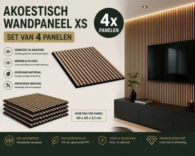 Set van 4 SMALL SIZE Akoestische wandpaneel 600 * 600mm LIGHT OAK – kavel bij GSD Auctions, Zoeterwoude