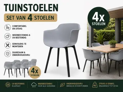 SET VAN 4 Hamilton Bay Panama Armstoel met grijs pootstel lichtgrijs – kavel bij GSD Auctions, Zoeterwoude