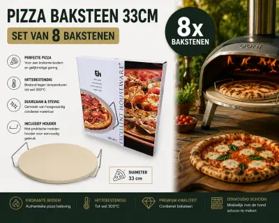 Set van 8x Excellent Houseware Pizza baksteen 33cm – kavel bij GSD Auctions, Zoeterwoude