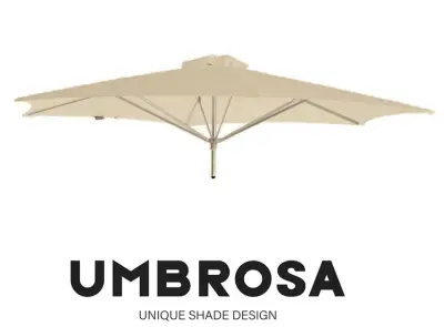 Umbrosa Paraflex muurparasol kleur classico roma naturel 270cm rond (excl. arm) Nieuw – kavel bij GSD Auctions, Zoeterwoude