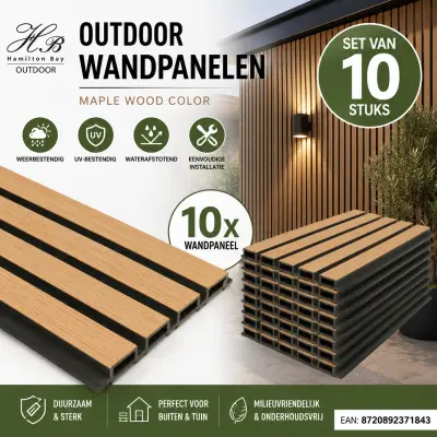 Set van 10 OUTDOOR wall panel - MAPLE WOOD - composit – kavel bij GSD Auctions, Zoeterwoude