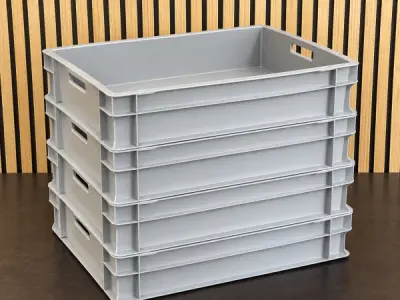 Transport-/magazijnbakken grijs – set van 4 stuks – kavel bij XL Auctions