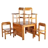 Edvin Helseth – Grenenhouten eethoek bestaande uit 4 stoelen met draaibare rugleuning, modelnummer '313', en eetkamertafel met 2 klapbladen 60 cm p… – kavel bij Veilinghuis Derksen