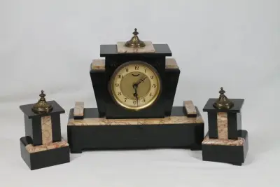 Antieke driedelige Art Deco schouwgarnituur – kavel bij De Kringwinkel, Brecht