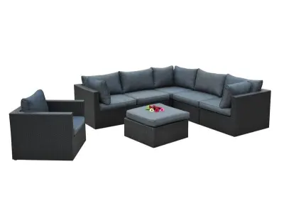 Loungeset, Vonato, Elena, Zwart wicker – kavel bij Onlineveilingmeester