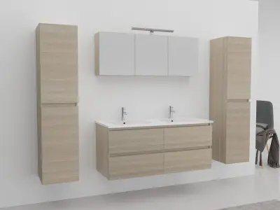 Badkamermeubel Vonato, Lagom 120, Licht hout decor – kavel bij Onlineveilingmeester