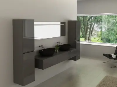 Badkamermeubel, Vonato, Luxury BL90, Hoogglans antraciet – kavel bij Onlineveilingmeester