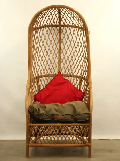 Flamant - monumentale rotan statement chair met hoge gewelfde rug – kavel bij De Kringwinkel, Antwerpen