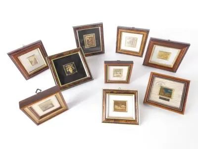 Set van 9 gecertificeerde Italiaanse Miniaturen (23kt Goud- & Zilverfolie) – kavel bij De Kringwinkel, Heverlee