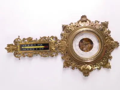 Holosterische barometer en thermometer - Decoratief wandmeetstation – kavel bij De Kringwinkel, Heverlee