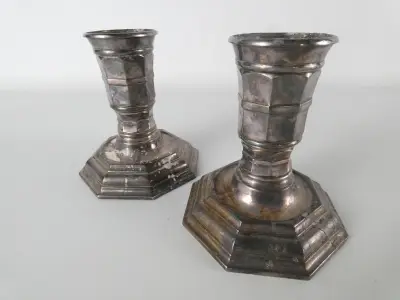 Gallia France - Christofle Verzilverde Kandelaars Set – kavel bij De Kringwinkel, Heverlee