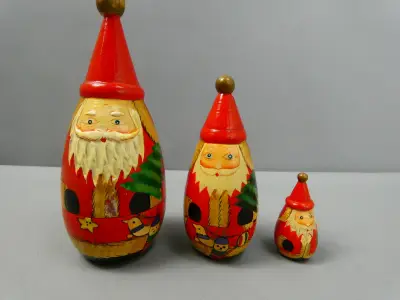 Set van 3 houten kerstmannen decoratief – kavel bij De Kringwinkel, Diest