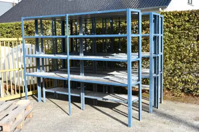 Magazijnrek blauw metaal – kavel bij Openbare Verkopen, Vichte