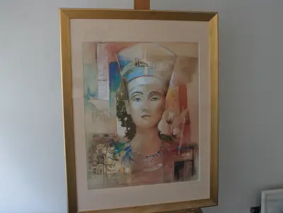 Ingelijste kunstafdruk van Egyptische Nefertiti – kavel bij GSD Auctions, Zoeterwoude