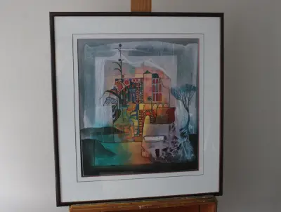 Ingelijste abstracte kunstprint – kavel bij GSD Auctions, Zoeterwoude