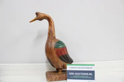 Vintage Gesneden houten Vogelbeeld (Gans/Eend) – kavel bij GSD Auctions, Zoeterwoude