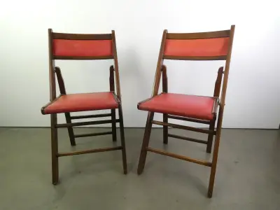 Twee 'Shanghai' klapstoelen - jaren 50 – Rechte Variant – kavel bij De Kringwinkel, Heverlee