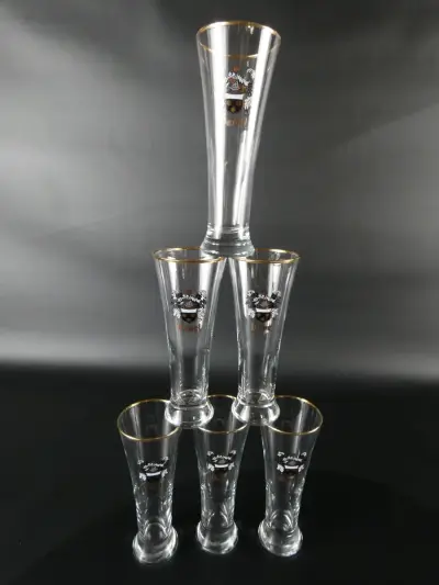 Set van 6 Duvel bierglazen met gouden rand – kavel bij De Kringwinkel, Heverlee