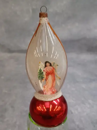 Vintage glazen kersthanger met engel – kavel bij De Kringwinkel, Gent