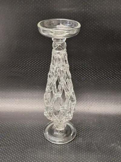 Opengewerkte glazen design kandelaar 39.5 cm in Murano-stijl – kavel bij De Kringwinkel, Gent