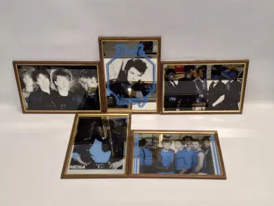 Vintage '80s muziekspiegels - set van 5 (Duran Duran, U2, UB40, Nena & Paul Young) – kavel bij De Kringwinkel, Gent