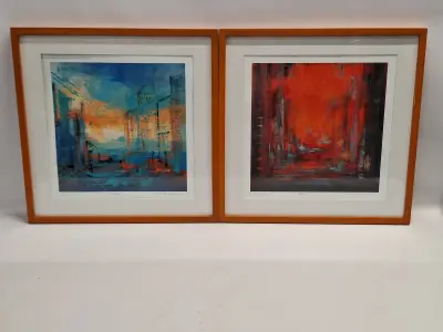 Gelimiteerde kunstzeefdrukken "Rome" en "Venetië" - Coco Meesen (Set van 2) – kavel bij De Kringwinkel, Gent