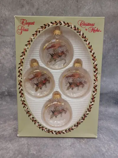 Exclusieve glazen kerstballen set - 4 stuks - "Christmas by Krebs" Elegant Glass – kavel bij De Kringwinkel, Gent