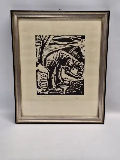 Originele houtsnede / houtgravure "Kasseilegger" - F. Juliaan (1967) - gelimiteerd (2/30) – kavel bij De Kringwinkel, Gent
