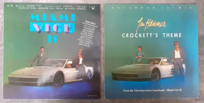 Vinyl: Miami Vice II + Maxi single Jan Hammer - Crocket's Theme – kavel bij De Kringwinkel, Gent