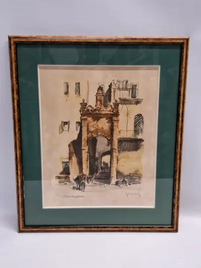 Roger Hebbelinck - Originele kleurenets "Bordighera" - gelimiteerde oplage (23/350) – kavel bij De Kringwinkel, Gent