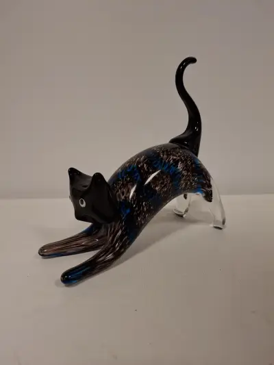 Glazen kattenbeeldje in Murano stijl – kavel bij De Kringwinkel, Ronse