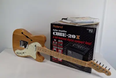 Complete elektrische gitaar startersset & SX Thinline Telecaster & Roland Cube-20X – kavel bij De Kringwinkel, Geraardsbergen