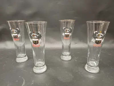 Set van 4 vintage Duvel fluitglazen – kavel bij De Kringwinkel, Ninove