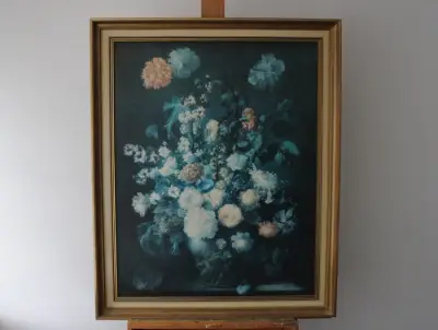 Kunstdruk met bloemstilleven in klassieke lijst – kavel bij GSD Auctions, Zoeterwoude