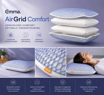 2X Emma AirGrid Wolken (Comfort) Kussen 70X40 cm – kavel bij GSD Auctions, Zoeterwoude