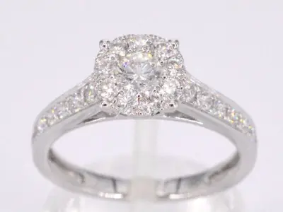 Witgouden entourage ring met briljant geslepen diamanten 1.00 carat – kavel bij Onlineveilingmeester