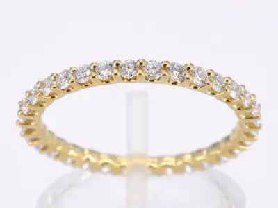 Gouden alliance ring met briljant geslepen diamant – kavel bij Onlineveilingmeester