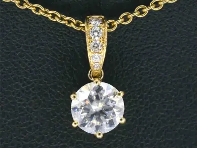 Gouden solitair hanger met een diamant 1.00 carat, excl. ketting – kavel bij Onlineveilingmeester